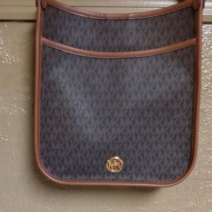 Michael Kors Gray and Brown Messenger Bag